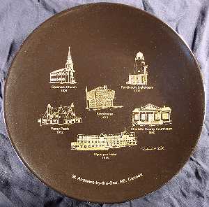 10 inch Black Stoneware Plate with gold filled etch