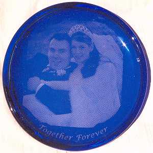 Etched Cobalt Glass Plate